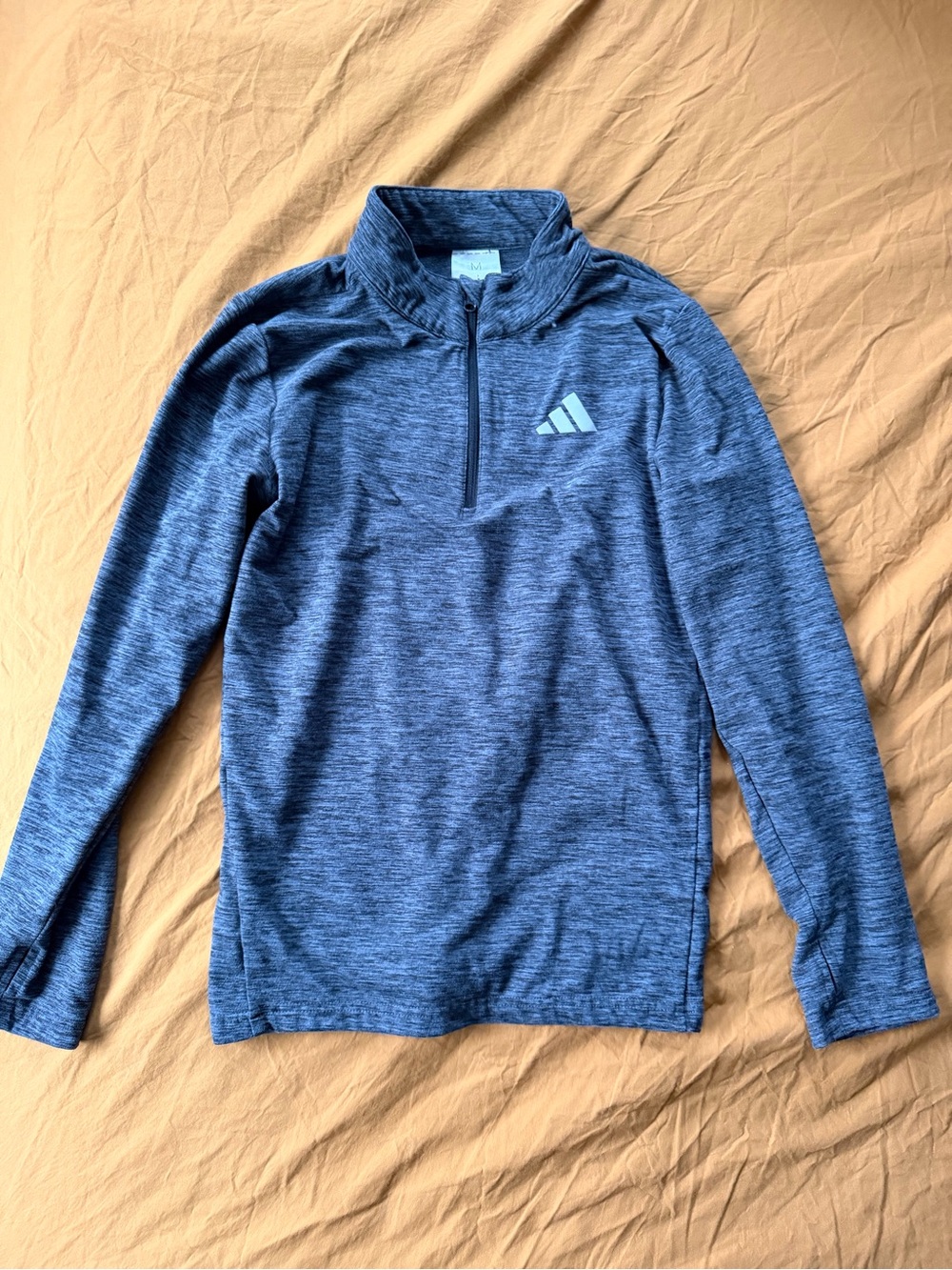 adidas boys Heather grey Half-Zip Pullover Sweater
